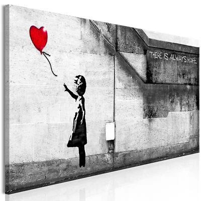Banksy Mädchen mit Ballon VLIES LEINWAND DEKOBILDER WANDBILDER XXL WOHNZIMMER - Bild 1 von 3