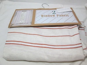 New Duck River Textile MAUI 2 Grommet Window Panels 76x84 Beige/Spice Stripe - Picture 1 of 7