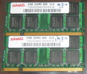 4GB KIT takeMS DDR2 RAM 800MHz PC2-6400S SO-DIMM 200-pol.CL5 TMS2GS264D082-805UE - Bild 1 von 1