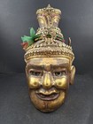 Thailand Asiatika großer Kopf, Khon Maske in Gold mit Schmuck