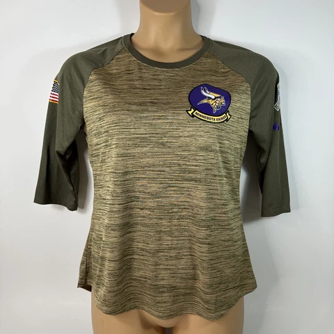 Nike Dri Fit Minnesota Vikings Salute To Service Camo T-Shirt Womens Medium M Cover