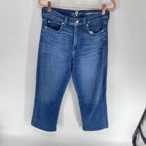 Jeans 7 for all mankind lavaggio medio cropped gamba larga vita alta denim donna 28 - Foto 1 di 5