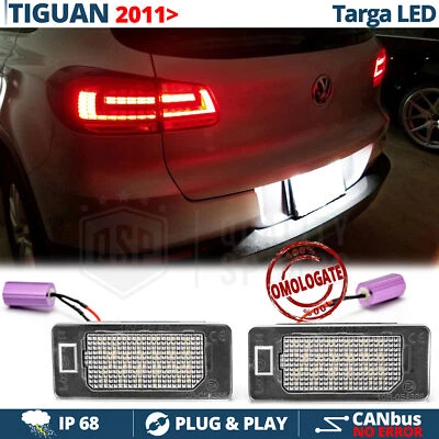 PLACCHETTE Luci TARGA LED per VW TIGUAN 5N Restyling CANbus 18 LED 6500K BIANCO - Immagine 1 di 4
