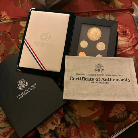 1990 W Eisenhower Centennial US 90% Silver UNC Dollar Coin United States OGP Cover