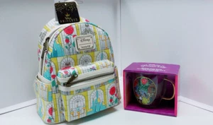 Loungefly Beauty and the Beast Stained Glass Windows Mini Backpack + glass mug - Picture 1 of 6