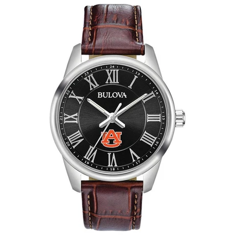 Men's Auburn University Tigers Bulova Brown Leather Watch Cover