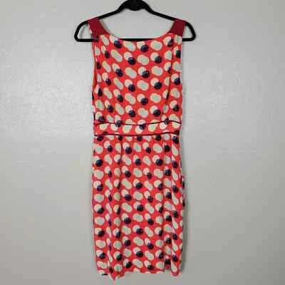 Vestido Vaina Moulinette Soeurs Estampado Rojo Seda Capucha Cuello Forrado Sin Mangas 8 Foto 1 de 4