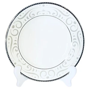 Plato de ensalada Shinepukur Cerámica PERFECCIÓN Marfil China Gris Crema Platino NUEVO - Imagen 1 de 7