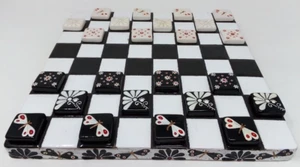 Scacchiera Completa di Pedine Dama in Ceramica Artigianale Dipinta a Mano - Imagen 1 de 6