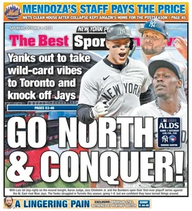 GO NORTH & CONQUER YANKEES ALDS PLAYOFF PREVIEW AARON JUDGE NY POST 10/4 2025 - Picture 1 of 1