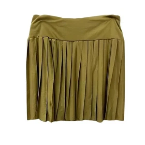 Vero Moda Mini Skirt Wide Waistband Pleated Knit with Back Zip Green Medium NWT - Picture 1 of 9