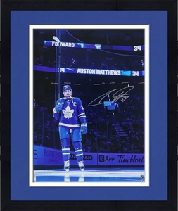 Framed Auston Matthews Maple Leafs Signed 16x20 Pregame Salute Photo - Picture 1 of 1
