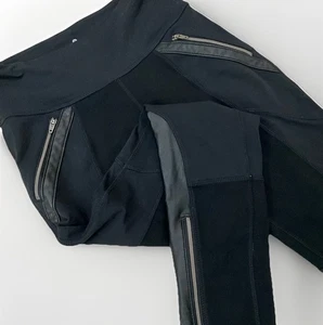 Pantaloni leggings Athleta Luxe Ponte donna piccoli neri ecopelle vegan vita alta - Foto 1 di 8