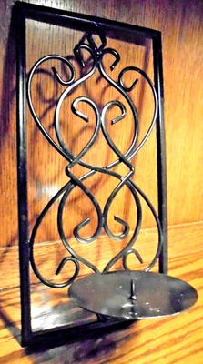 De colección Hierro Forjado Metal Colgante Pared Pilar Candelabro Aplique Negro Pergamino 110 Foto 1 de 3