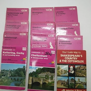 Job Lot Maps X11 - E & W Midlands -Ordnance Survey 1:50000 + Guide Map Stratford - Bild 1 von 21