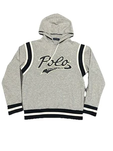 Ralph Lauren Polo Script Sudadera con Capucha Anillos Estadio Talla Pequeña Gris - Imagen 1 de 6
