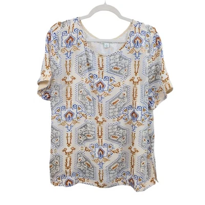 Blusa Sundance Seda Rayón Terciopelo Estampado Boho L Romántica Verano Costera Occidental Foto 1 de 4