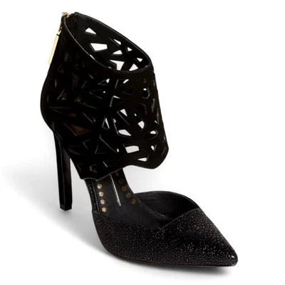 Zapatos de salón Dolce Vita Kayden para mujer talla 6,5 tacones recortados de cuero nobuck negro   Foto 1 de 4