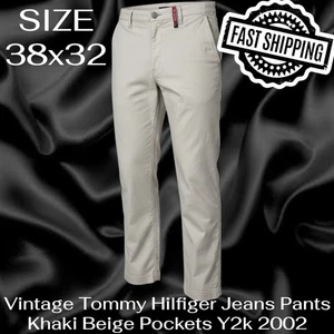 Vintage Tommy Hilfiger Jeans Hose Khaki Beige Taschen Y2k 2002 38x32 SCHNELLER VERSAND - Bild 1 von 7