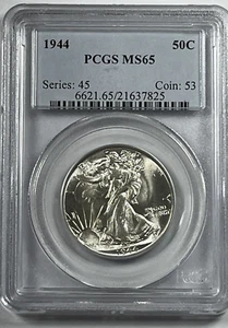 1944 Walking Liberty Half Dollar PCGS MS65 Blazing White - Imagen 1 de 4