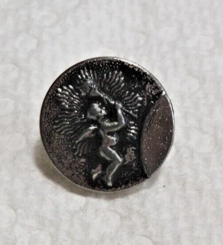 Vintage Antique Metal Picture Button LOVE LIGHTS THE WORLD 5/8" Cover
