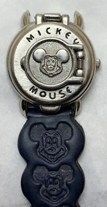 Vtg Ladies Kids Mickey Mouse Soccer Watch With Flip Cover Top Japan Movt - Picture 1 of 9
