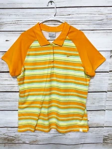 Nike Mens Polo Shirt Sz XXL Multicolor Striped Stretch Snap Buttons Short Sleeve - Picture 1 of 8