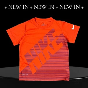 NIKE Orange Logo Dri-Fit Athletic LS TShirt Tee Boys Size S 3-4 Y - Picture 1 of 6