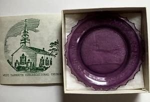 W Yarmouth Congregation Church Cape Cod Massachusetts Pairpoint Glass Cup Plate - Picture 1 of 7