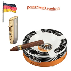 Zigarren Aschenbecher Keramik 4 Halter Winddicht Feuerzeuge 3 Jet Flamme Punsch - Bild 1 von 10