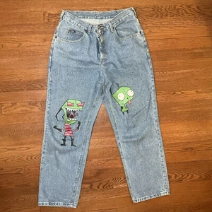 Invader Zim Handpainted Lee's Jeans 34/30 - Picture 1 of 5