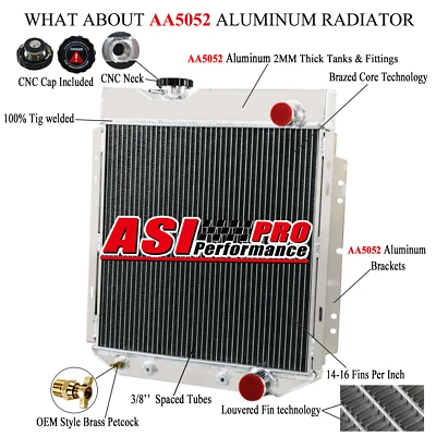 Radiador de aluminio de 3 filas para Ford Mustang 64-66 / Falcon Comet bloque pequeño 60-65 Foto 1 de 4