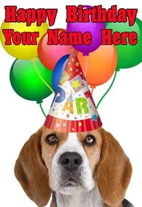 Tarjeta de felicitación personalizada cumpleaños mamá papá Beagle Party PID738 para todas las ocasiones - Imagen 1 de 1