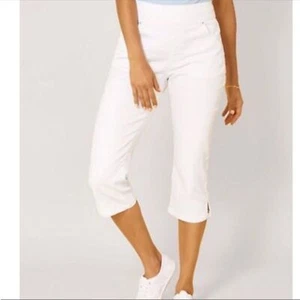 Rachel Zoe High-Rise Pull On White Capris, 14W - Picture 1 of 8