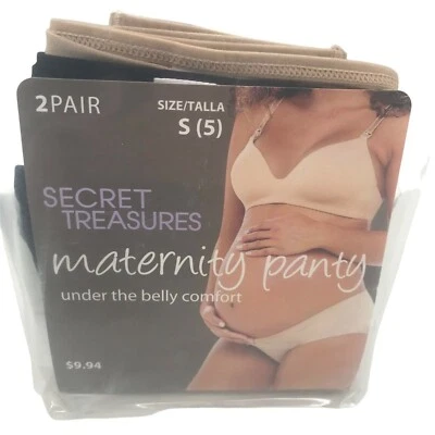 Pack de 2 bragas de maternidad Secret Treasures para mujer talla pequeña 5 confort bajo el vientre Foto 1 de 4