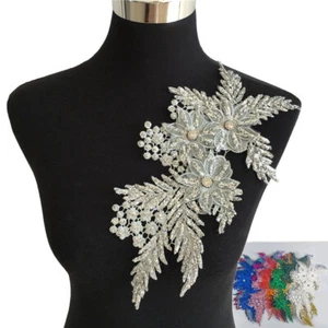 Parches de encaje bordado 3D estrás para vestir vestido aplique decoración de costura - Imagen 1 de 23