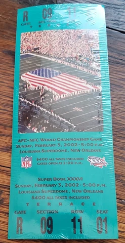 3ct TOM BRADY OLDER BUDWEISER SUPER BOWL REPLICA TICKETS (XXXI XXXVI XXXVII) Cover