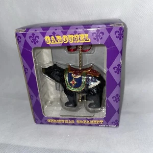 Costco Carousel Christmas Bear Ornament Black Bear Merry Go Round  - Picture 1 of 8
