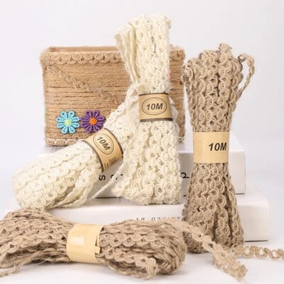 10m Linen Ribbon Florist Flower Gift Box Packaging Tape Twine Rope Bouquet Decor - Image 1 of 4