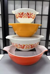 Vintage Pyrex Friendship Cinderella Schalen 441 - 444 USA Original Set zusammengehalten - Bild 1 von 24
