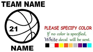 "Pegatina de calcomanía de vinilo - ventana de parachoques personalizada para autos deportivos de baloncesto 6" - Imagen 1 de 3