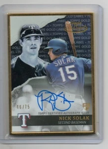 2020 Topps Gold Label NICK SOLAK Rookie Auto Black Parallel #'rd 46/75 || GLA-NS - Picture 1 of 1