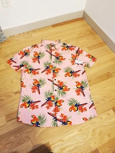Neff Brodie birds-1 pink button down short shirt men’s xl - Picture 1 of 7