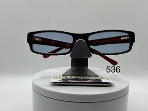 Vintage Y2K Sonnenbrille neu aus altem Lagerbestand blaue Gläser Ray Ban 5246 blau/rot schmal Zyl rechteckig - Bild 1 von 10