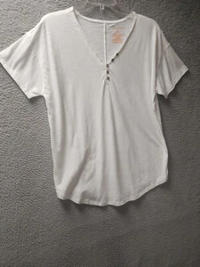 Knox Rose Shirt Womens XL White Henley Short Sleeve Pullover Blouse Top - Picture 1 of 6