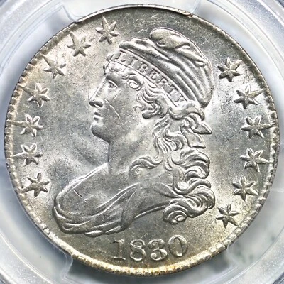 1830 O-109 R-4+ PCGS AU 58 Sm 0 Capped Bust Half Dollar 50c - Image 1 of 3