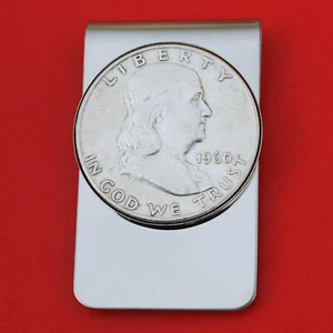 USA 1948 - 1963 Franklin Half Dollar 90% Silber Münze Edelstahl Geldklammer - Bild 1 von 32