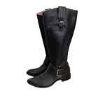Corso Como 6.5 Tall Riding Boots Black Leather Buckle Detail Knee High Brazil