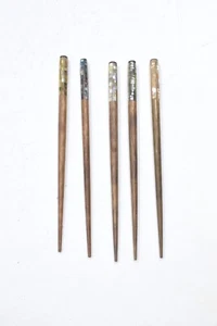 Hair Sticks Indonesian Assorted Inlaid Wood and Shell Hair Sticks - Picture 1 of 11
