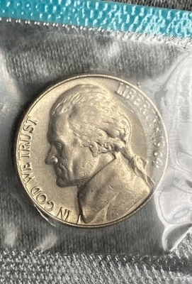 1964 P Jefferson Nickel Uncirculated Taken From Mint Set - Image 1 of 3